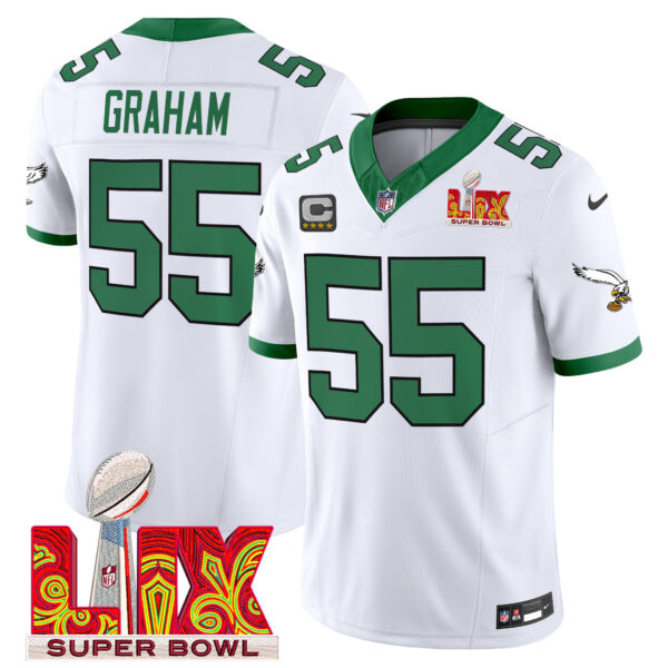 Men's Philadelphia Eagles Kelly Green Super Bowl LIX Patch Vapor Limited Jersey - All Stitched - Image 7