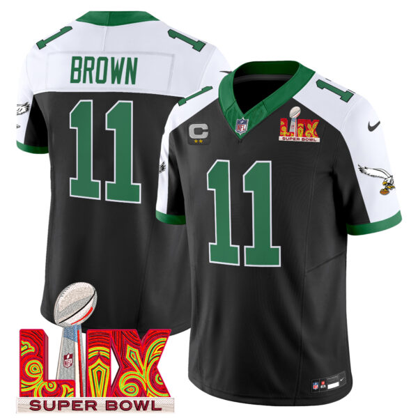 Men's Philadelphia Eagles Kelly Green Super Bowl LIX Patch Vapor Limited Jersey - All Stitched - Image 19