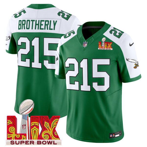 Men's Philadelphia Eagles Kelly Green Super Bowl LIX Patch Vapor Limited Jersey - All Stitched - Image 22