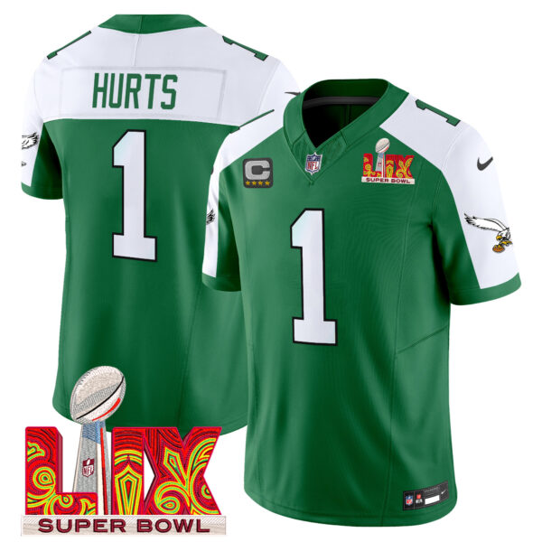 Men's Philadelphia Eagles Kelly Green Super Bowl LIX Patch Vapor Limited Jersey - All Stitched - Image 23
