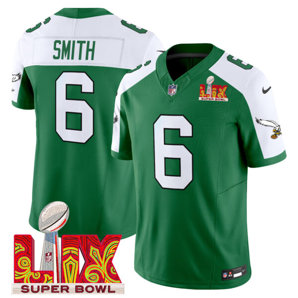 Men's Philadelphia Eagles Kelly Green Super Bowl LIX Patch Vapor Limited Jersey - All Stitched - Image 25