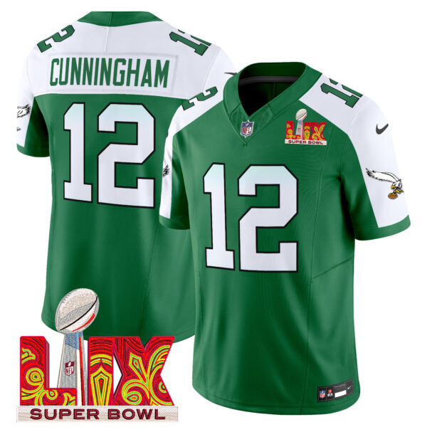 Men's Philadelphia Eagles Kelly Green Super Bowl LIX Patch Vapor Limited Jersey - All Stitched - Image 26
