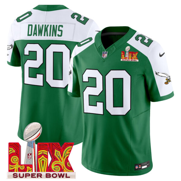 Men's Philadelphia Eagles Kelly Green Super Bowl LIX Patch Vapor Limited Jersey - All Stitched - Image 28
