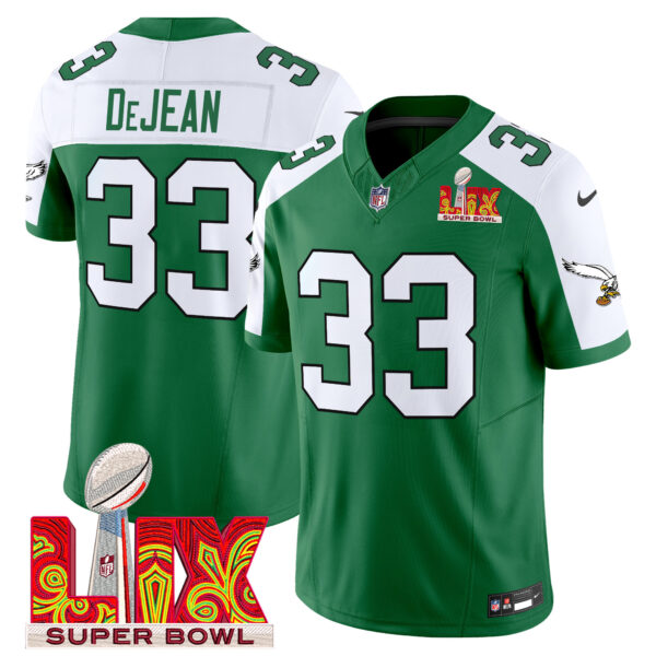 Men's Philadelphia Eagles Kelly Green Super Bowl LIX Patch Vapor Limited Jersey - All Stitched - Image 30
