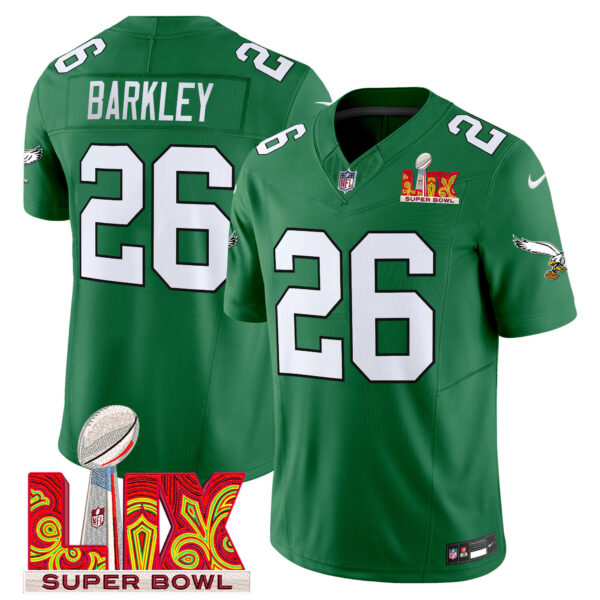 Men's Philadelphia Eagles Kelly Green Super Bowl LIX Patch Vapor Limited Jersey - All Stitched - Image 31