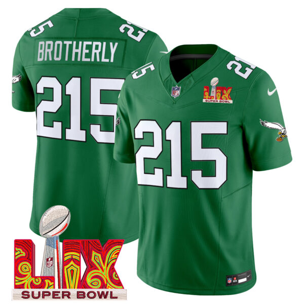 Men's Philadelphia Eagles Kelly Green Super Bowl LIX Patch Vapor Limited Jersey - All Stitched - Image 32