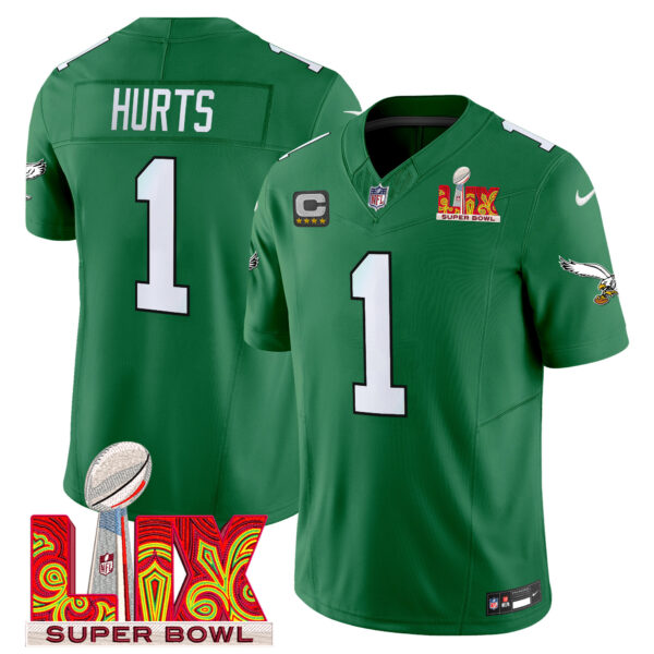 Men's Philadelphia Eagles Kelly Green Super Bowl LIX Patch Vapor Limited Jersey - All Stitched - Image 33