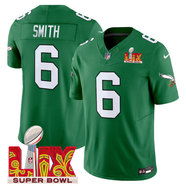 Men's Philadelphia Eagles Kelly Green Super Bowl LIX Patch Vapor Limited Jersey - All Stitched - Image 35