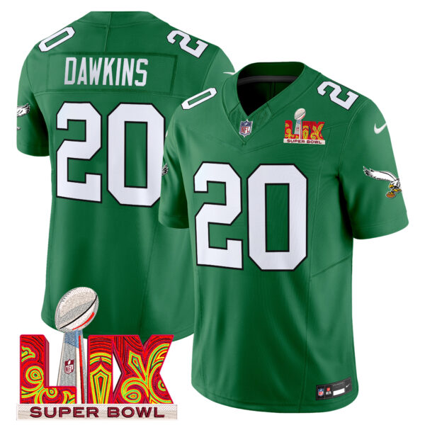 Men's Philadelphia Eagles Kelly Green Super Bowl LIX Patch Vapor Limited Jersey - All Stitched - Image 38