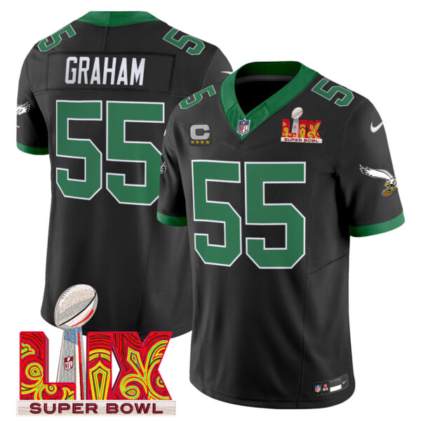 Men's Philadelphia Eagles Kelly Green Super Bowl LIX Patch Vapor Limited Jersey - All Stitched - Image 47