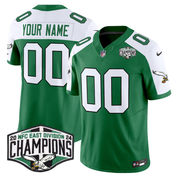 Philadelphia Eagles Kelly Green 2024 NFC East Division Champions Vapor Limited Custom Jersey - All Stitched - Image 3