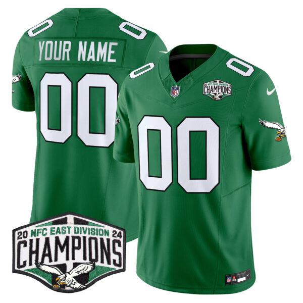 Philadelphia Eagles Kelly Green 2024 NFC East Division Champions Vapor Limited Custom Jersey - All Stitched - Image 4