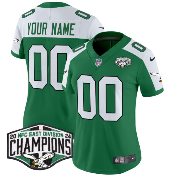 Philadelphia Eagles Kelly Green 2024 NFC East Division Champions Vapor Limited Custom Jersey - All Stitched - Image 8