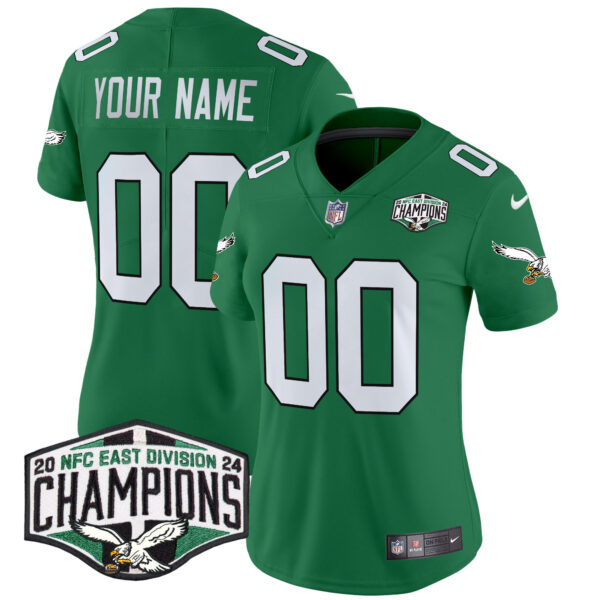 Philadelphia Eagles Kelly Green 2024 NFC East Division Champions Vapor Limited Custom Jersey - All Stitched - Image 9