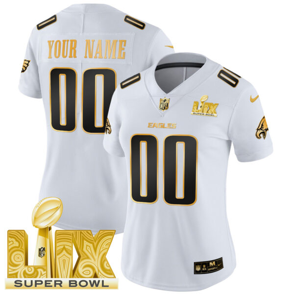 Philadelphia Eagles Super Bowl LIX Patch Gold Vapor Limited Custom Jersey - All Stitched - Image 6