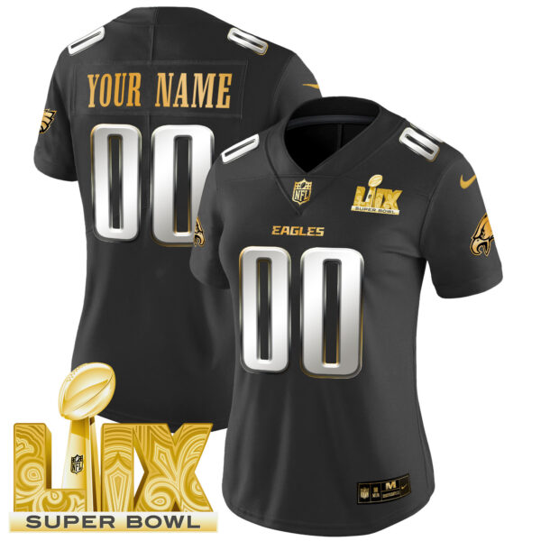 Philadelphia Eagles Super Bowl LIX Patch Gold Vapor Limited Custom Jersey - All Stitched - Image 8