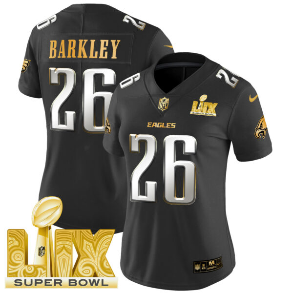 Women's Philadelphia Eagles Super Bowl LIX Patch Gold Vapor Limited Jersey - All Stitched - Image 21