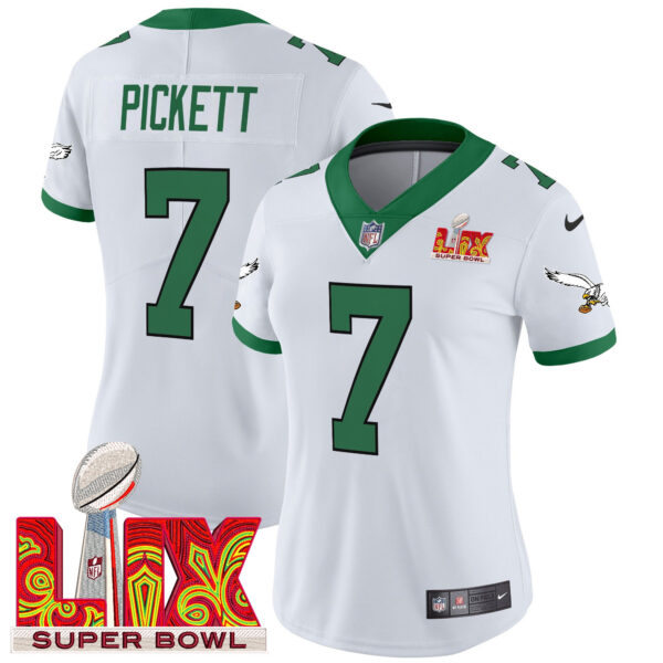 Women's Philadelphia Eagles Kelly Green Super Bowl LIX Patch Vapor Limited Jersey - All Stitched - Image 3