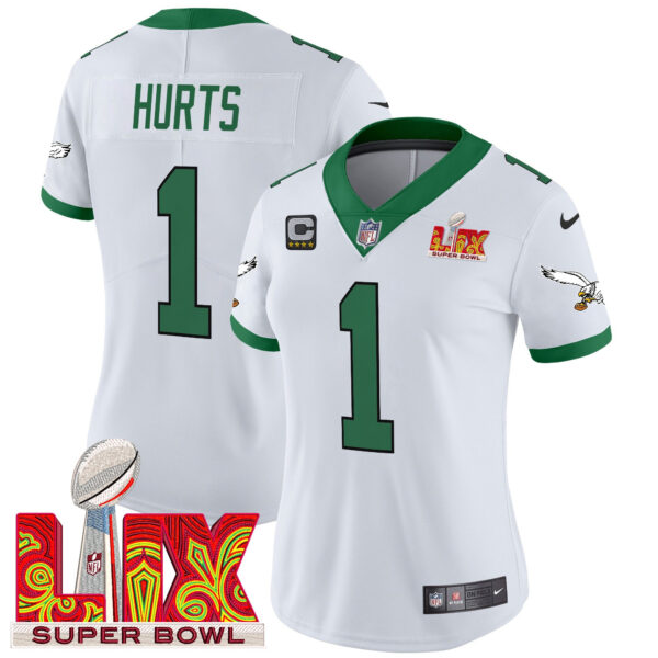 Women's Philadelphia Eagles Kelly Green Super Bowl LIX Patch Vapor Limited Jersey - All Stitched - Image 4