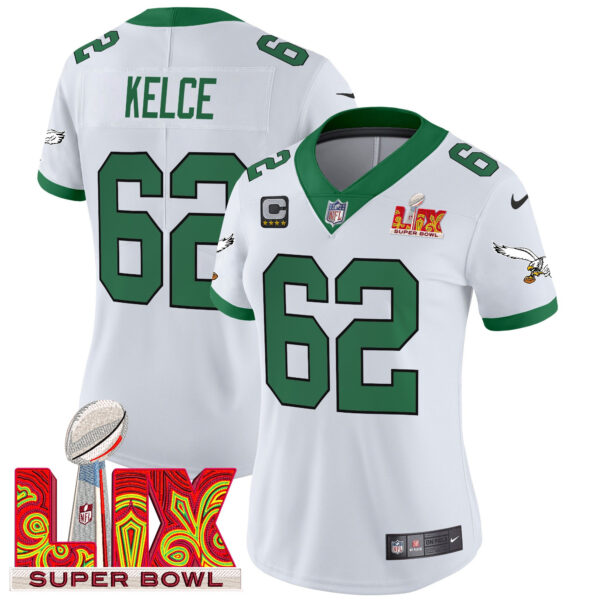 Women's Philadelphia Eagles Kelly Green Super Bowl LIX Patch Vapor Limited Jersey - All Stitched - Image 5