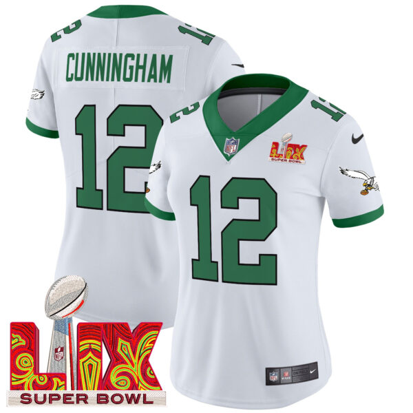 Women's Philadelphia Eagles Kelly Green Super Bowl LIX Patch Vapor Limited Jersey - All Stitched - Image 7