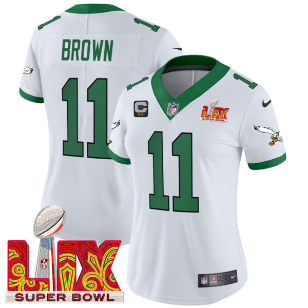 Women's Philadelphia Eagles Kelly Green Super Bowl LIX Patch Vapor Limited Jersey - All Stitched - Image 10
