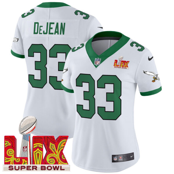 Women's Philadelphia Eagles Kelly Green Super Bowl LIX Patch Vapor Limited Jersey - All Stitched - Image 11
