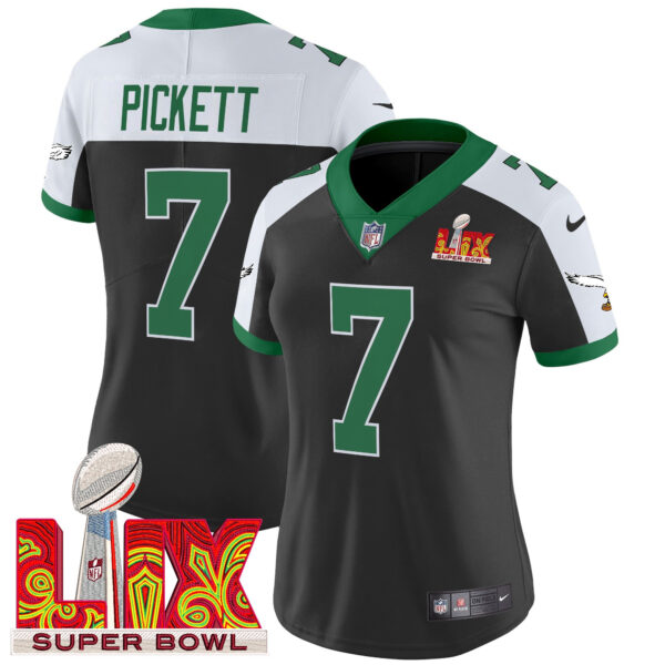 Women's Philadelphia Eagles Kelly Green Super Bowl LIX Patch Vapor Limited Jersey - All Stitched - Image 13