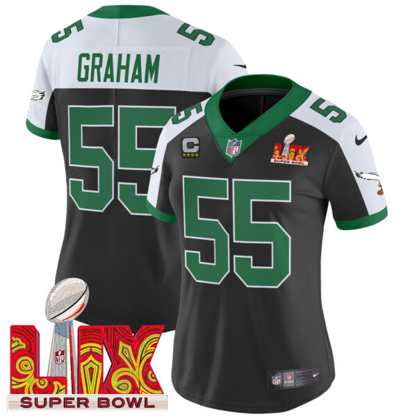 Women's Philadelphia Eagles Kelly Green Super Bowl LIX Patch Vapor Limited Jersey - All Stitched - Image 18