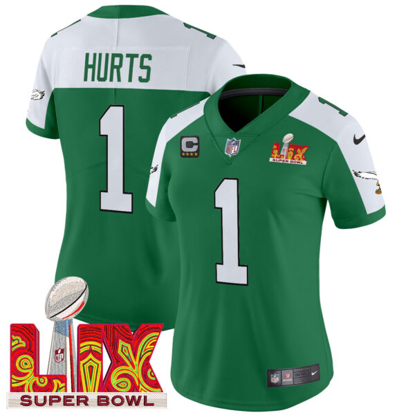 Women's Philadelphia Eagles Kelly Green Super Bowl LIX Patch Vapor Limited Jersey - All Stitched - Image 24