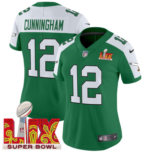 Women's Philadelphia Eagles Kelly Green Super Bowl LIX Patch Vapor Limited Jersey - All Stitched - Image 27