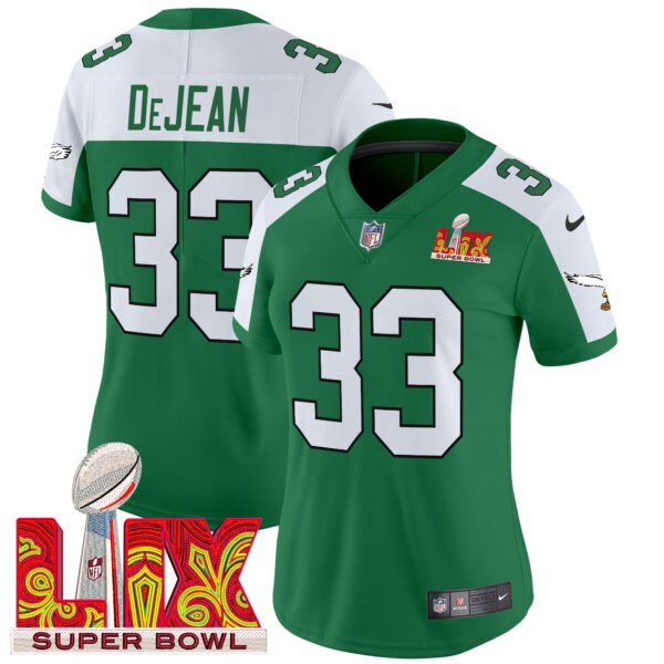 Women's Philadelphia Eagles Kelly Green Super Bowl LIX Patch Vapor Limited Jersey - All Stitched - Image 31