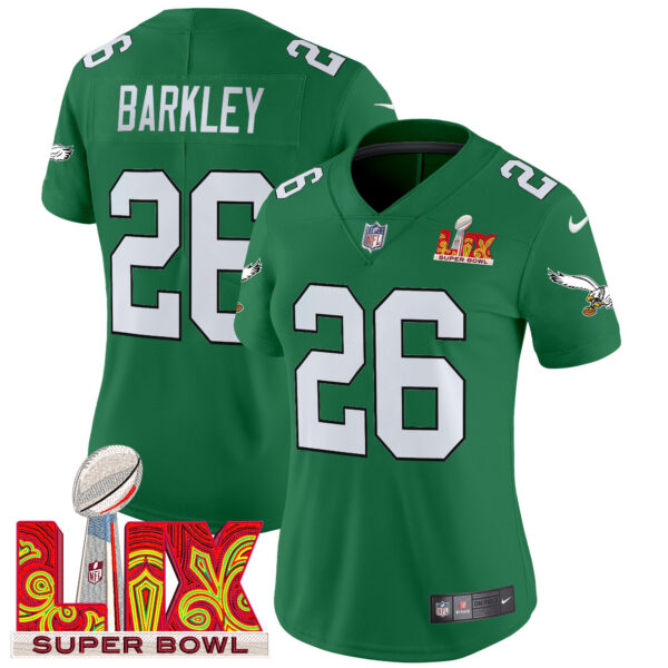 Women's Philadelphia Eagles Kelly Green Super Bowl LIX Patch Vapor Limited Jersey - All Stitched - Image 32