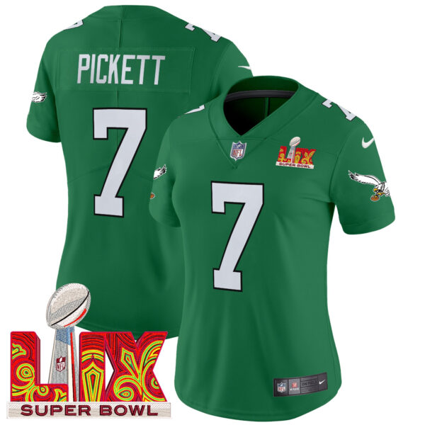 Women's Philadelphia Eagles Kelly Green Super Bowl LIX Patch Vapor Limited Jersey - All Stitched - Image 33