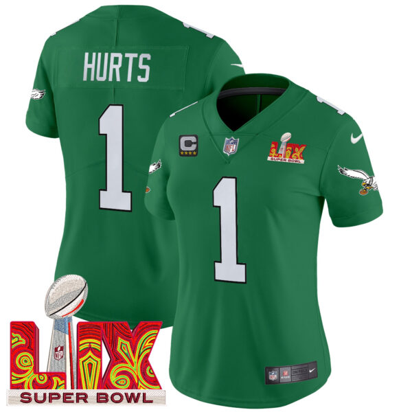 Women's Philadelphia Eagles Kelly Green Super Bowl LIX Patch Vapor Limited Jersey - All Stitched - Image 34
