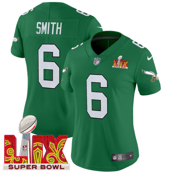 Women's Philadelphia Eagles Kelly Green Super Bowl LIX Patch Vapor Limited Jersey - All Stitched - Image 36