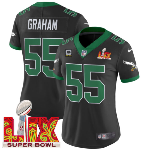Women's Philadelphia Eagles Kelly Green Super Bowl LIX Patch Vapor Limited Jersey - All Stitched - Image 47