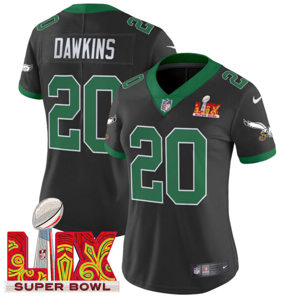 Women's Philadelphia Eagles Kelly Green Super Bowl LIX Patch Vapor Limited Jersey - All Stitched - Image 48