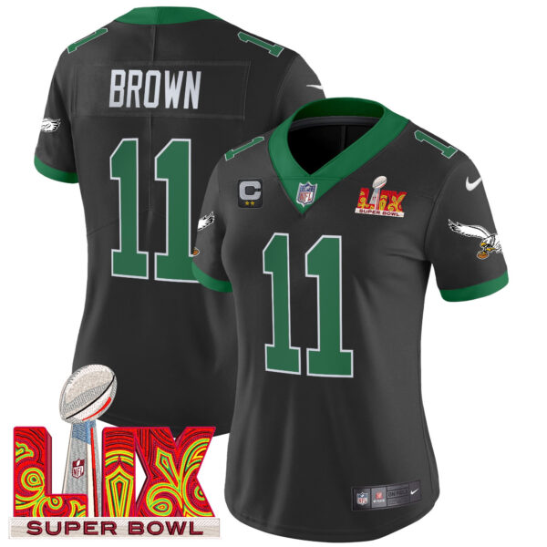 Women's Philadelphia Eagles Kelly Green Super Bowl LIX Patch Vapor Limited Jersey - All Stitched - Image 49