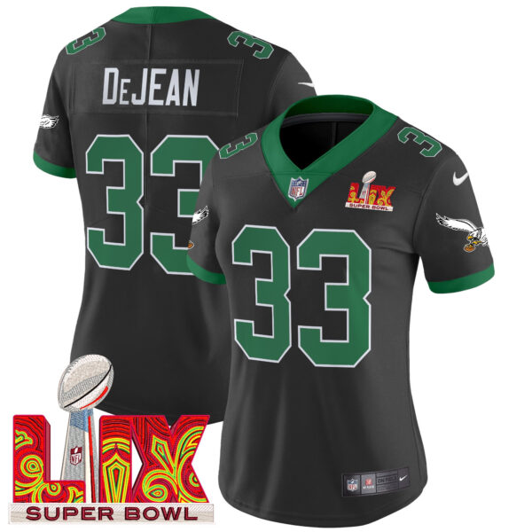 Women's Philadelphia Eagles Kelly Green Super Bowl LIX Patch Vapor Limited Jersey - All Stitched - Image 50