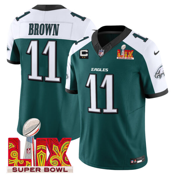 Men's Philadelphia Eagles Super Bowl LIX Patch Vapor Limited Jersey - All Stitched - Image 41