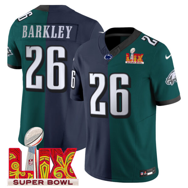 Split Philadelphia Eagles Midnight Green Super Bowl LIX & College Football Vapor Limited Jersey - All Stitched - Image 2