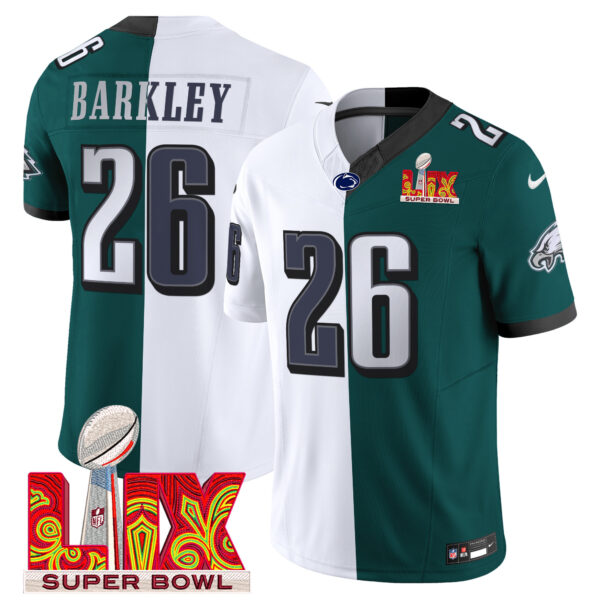 Split Philadelphia Eagles Midnight Green Super Bowl LIX & College Football Vapor Limited Jersey - All Stitched - Image 3