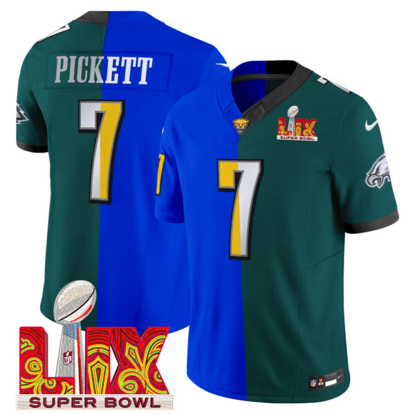 Split Philadelphia Eagles Midnight Green Super Bowl LIX & College Football Vapor Limited Jersey - All Stitched - Image 4