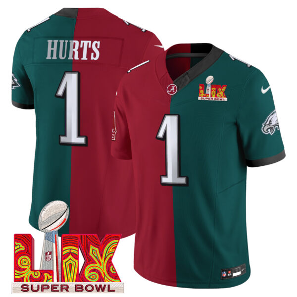 Split Philadelphia Eagles Midnight Green Super Bowl LIX & College Football Vapor Limited Jersey - All Stitched - Image 5