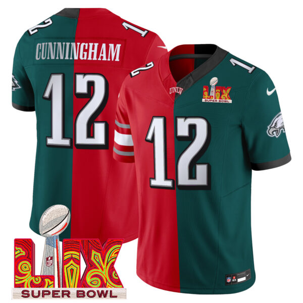 Split Philadelphia Eagles Midnight Green Super Bowl LIX & College Football Vapor Limited Jersey - All Stitched - Image 8