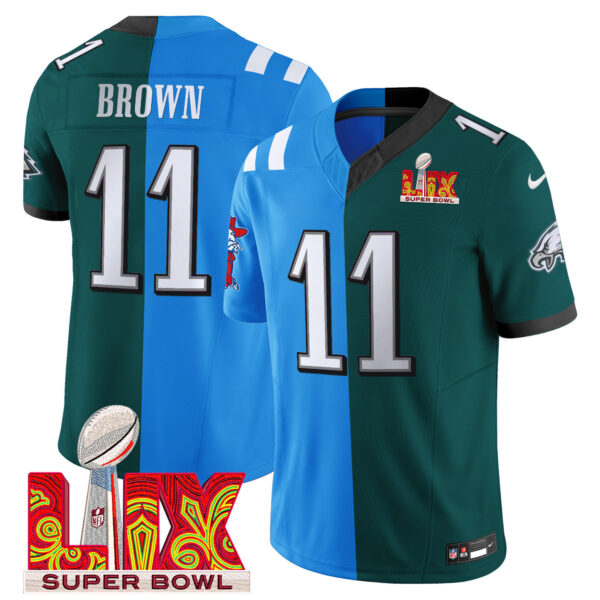 Split Philadelphia Eagles Midnight Green Super Bowl LIX & College Football Vapor Limited Jersey - All Stitched - Image 11
