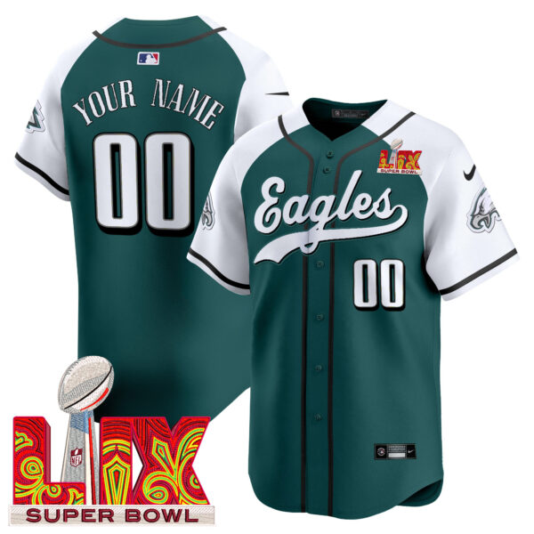 Philadelphia Eagles Midnight Green Super Bowl LIX Vapor Baseball Custom Jersey - All Stitched - Image 4