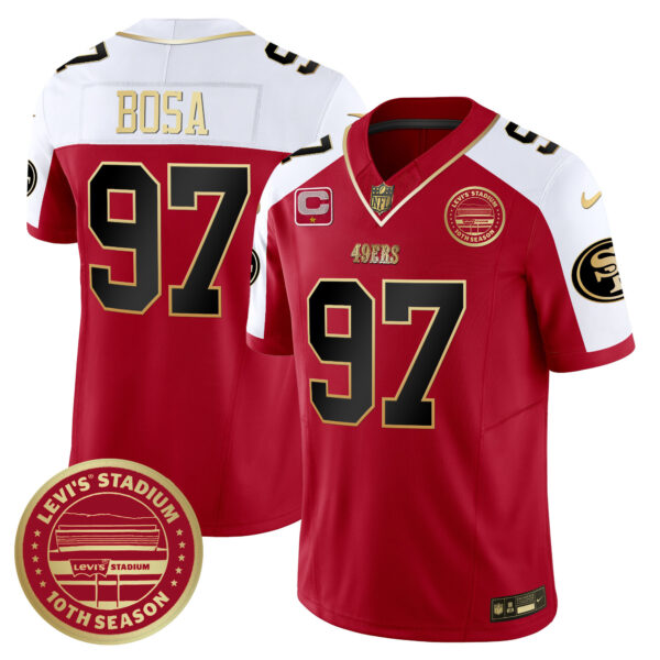 Men's San Francisco 49ers Levi's Stadium 10th Season Patch Vapor Limited Jersey - All Stitched - Image 47