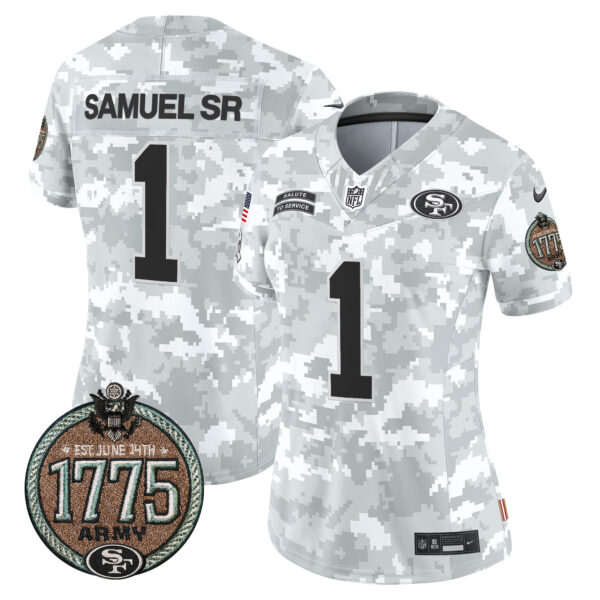 Women's 49ers 2024 Salute to Service Establishment Year Patch Vapor Limited Jersey - All Stitched - Image 13